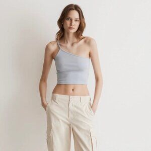 Madewell One Shoulder Crop Top Light Purple XXS